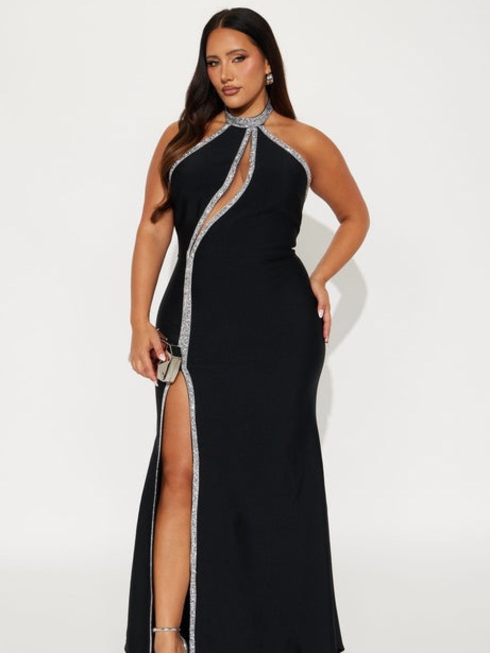 ~Scintillating Sophistication Gown w/Radiant Rhinestone Detailing & Sultry Slit~ - Picture 7 of 16